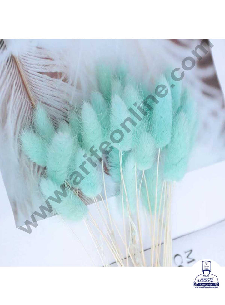 CAKE DECOR™ Light Blue Color Natural Bunny Tail For Cake Decoration Bouquet Wedding Party Centerpieces Decorative – Light Blue (50 pcs pack)