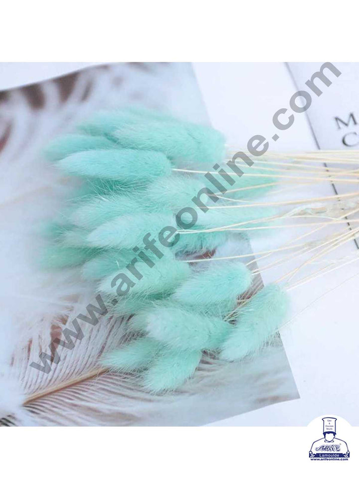 CAKE DECOR™ Light Blue Color Natural Bunny Tail For Cake Decoration Bouquet Wedding Party Centerpieces Decorative – Light Blue (50 pcs pack)