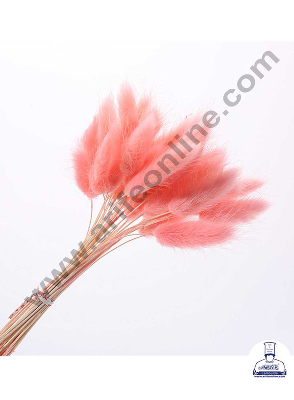 CAKE DECOR™ Light Pink Color Natural Bunny Tail For Cake Decoration Bouquet Wedding Party Centerpieces Decorative – Light Red (50 pcs pack)