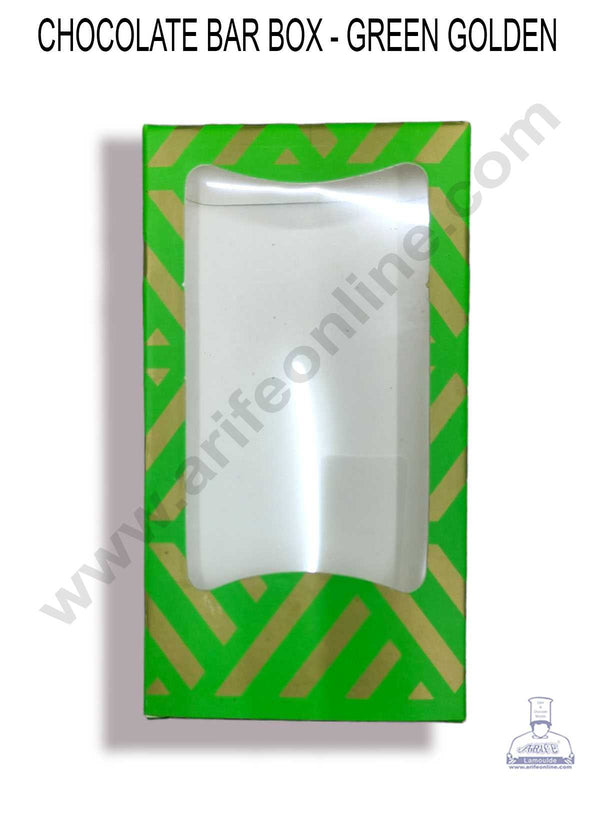 CAKE DECOR™ Medium Chocolate Bar Box - Green Golden ( Pack of 10 Pcs )