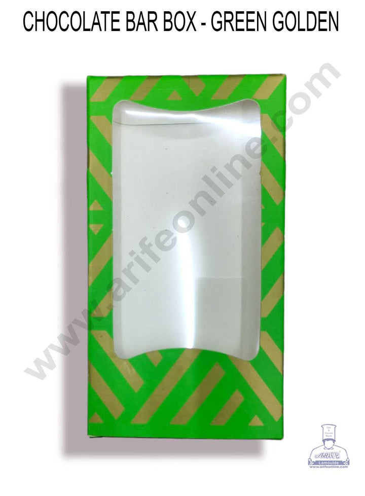 CAKE DECOR™ Medium Chocolate Bar Box - Green Golden ( Pack of 10 Pcs )