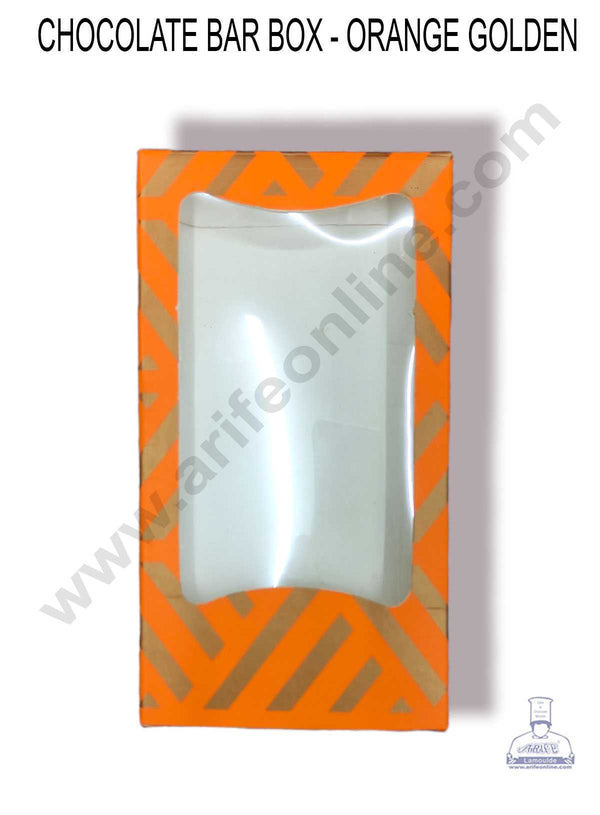 CAKE DECOR™ Medium Chocolate Bar Box - Orange Golden ( Pack of 10 Pcs )