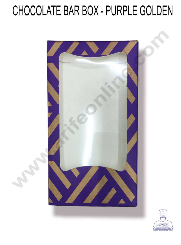 CAKE DECOR™ Medium Chocolate Bar Box - Purple Golden ( Pack of 10 Pcs )