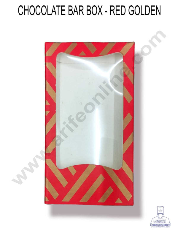 CAKE DECOR™ Medium Chocolate Bar Box - Red Golden ( Pack of 10 Pcs )