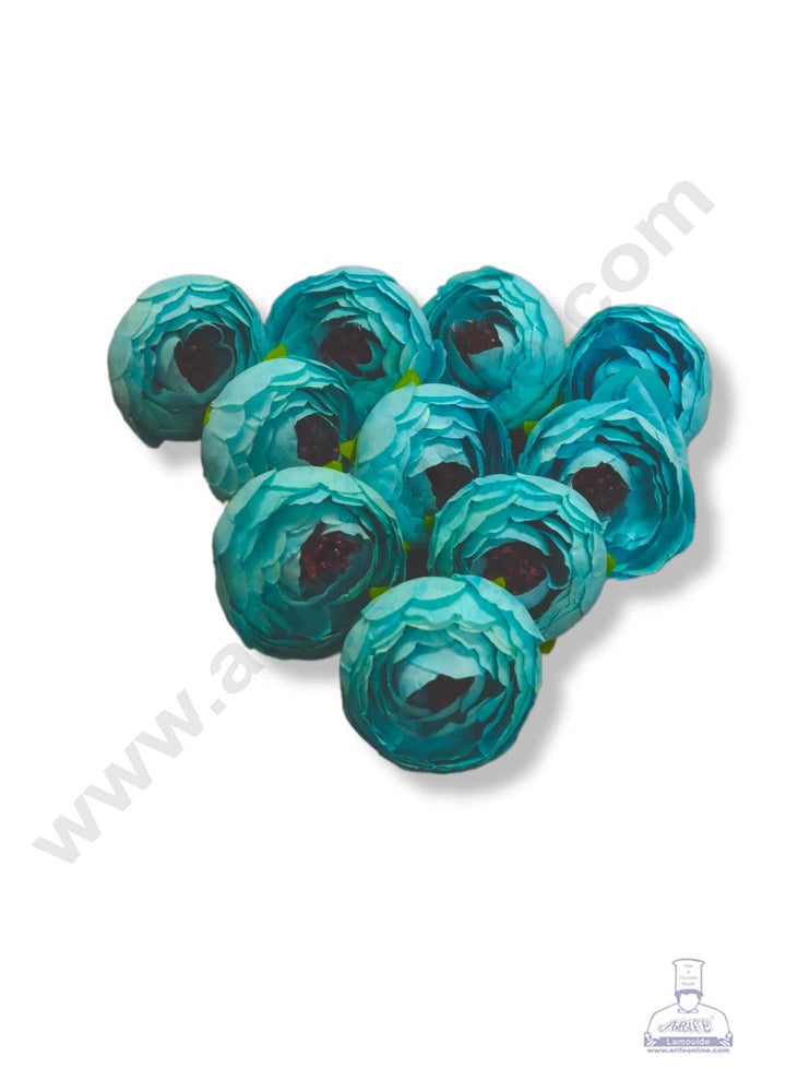 CAKE DECOR™ Medium Peony Artificial Flower For Cake Decoration – Light Blue ( 10 pc pack )