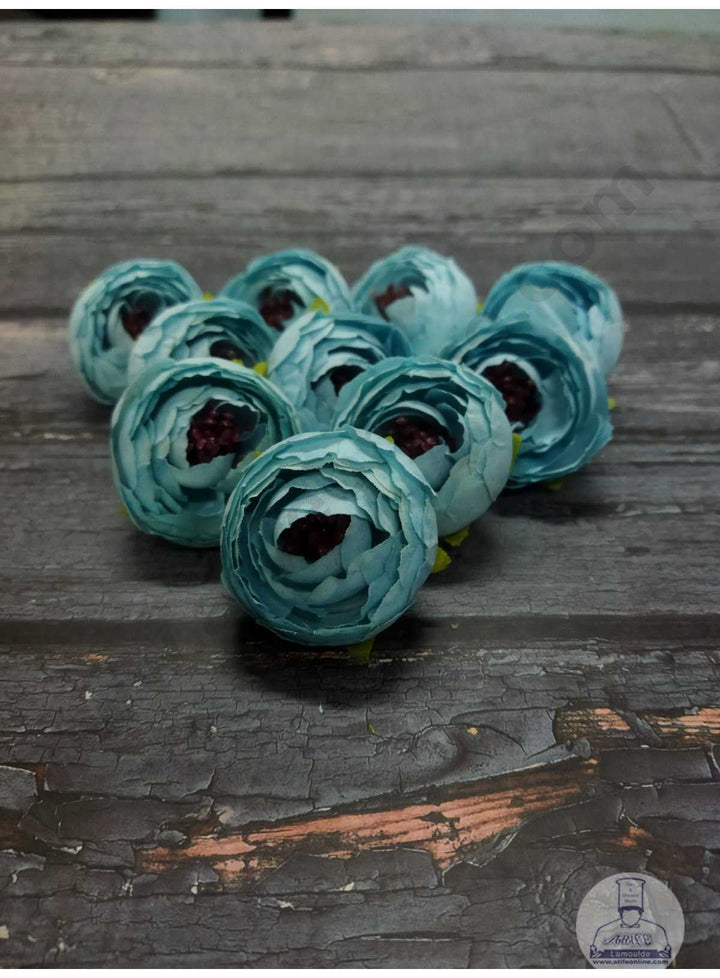 CAKE DECOR™ Medium Peony Artificial Flower For Cake Decoration – Light Blue ( 10 pc pack )