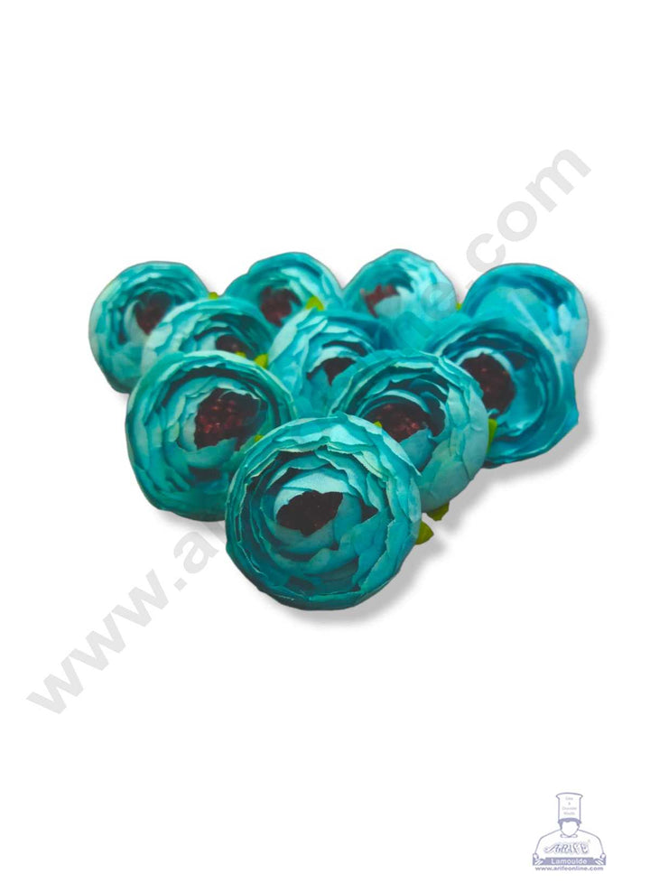 CAKE DECOR™ Medium Peony Artificial Flower For Cake Decoration – Light Blue ( 10 pc pack )