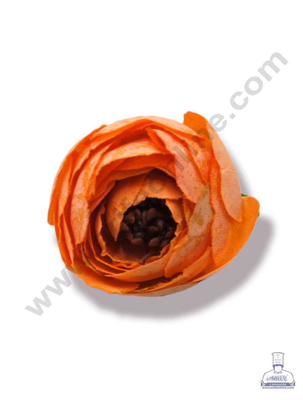 CAKE DECOR™ Medium Peony Artificial Flower For Cake Decoration – Orange ( 10 pc pack )