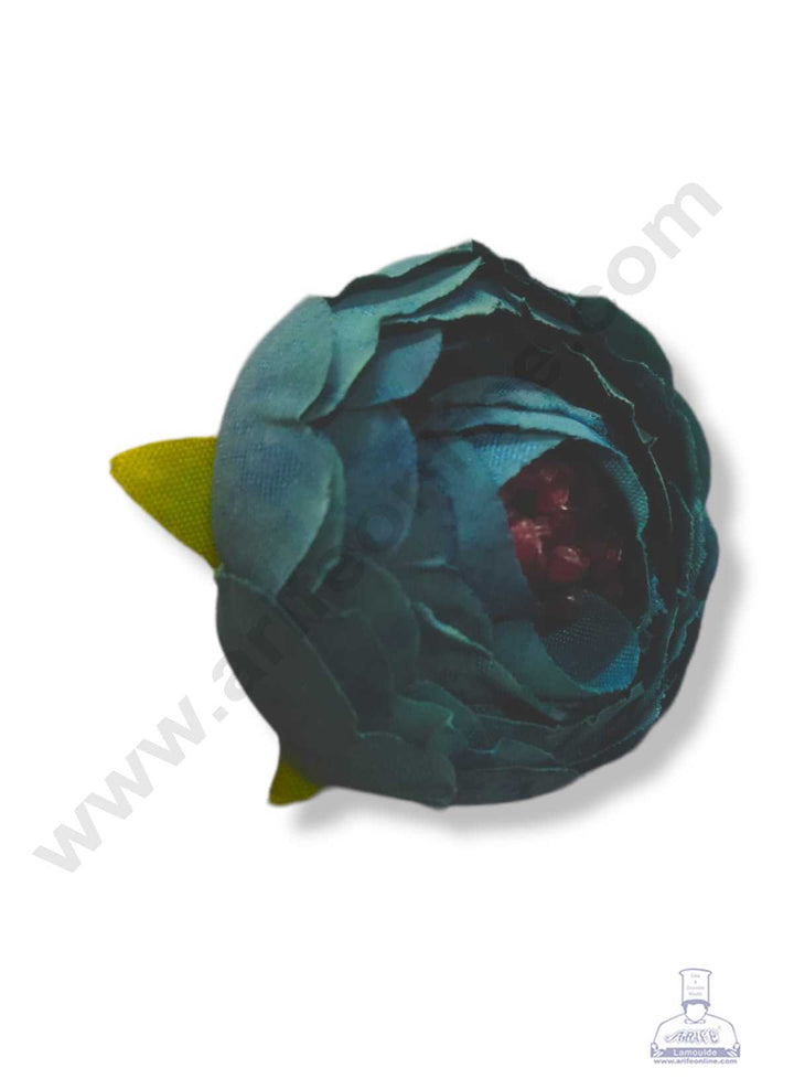 CAKE DECOR™ Medium Peony Artificial Flower For Cake Decoration – Teal ( 10 pc pack )