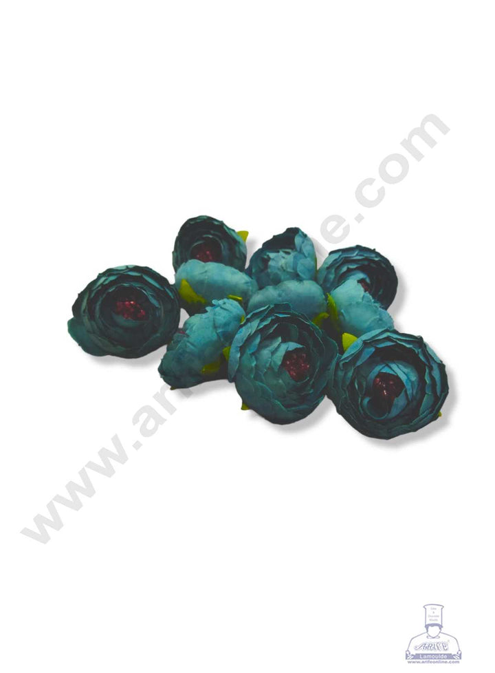CAKE DECOR™ Medium Peony Artificial Flower For Cake Decoration – Teal ( 10 pc pack )