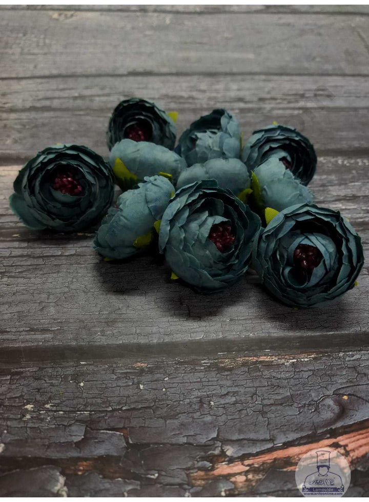 CAKE DECOR™ Medium Peony Artificial Flower For Cake Decoration – Teal ( 10 pc pack )