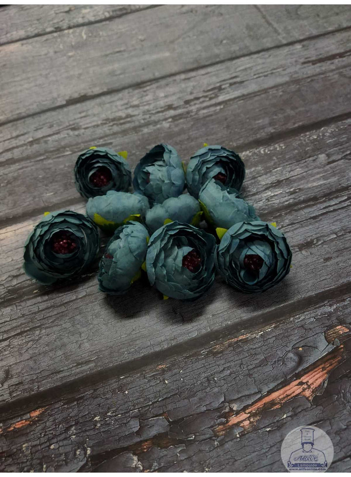 CAKE DECOR™ Medium Peony Artificial Flower For Cake Decoration – Teal ( 10 pc pack )