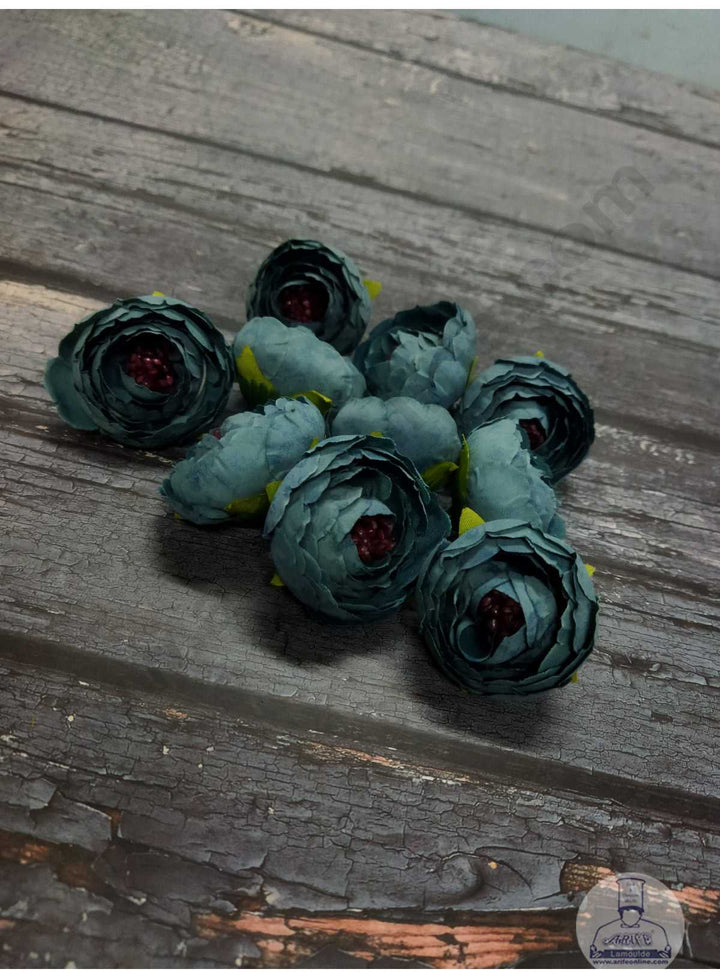 CAKE DECOR™ Medium Peony Artificial Flower For Cake Decoration – Teal ( 10 pc pack )