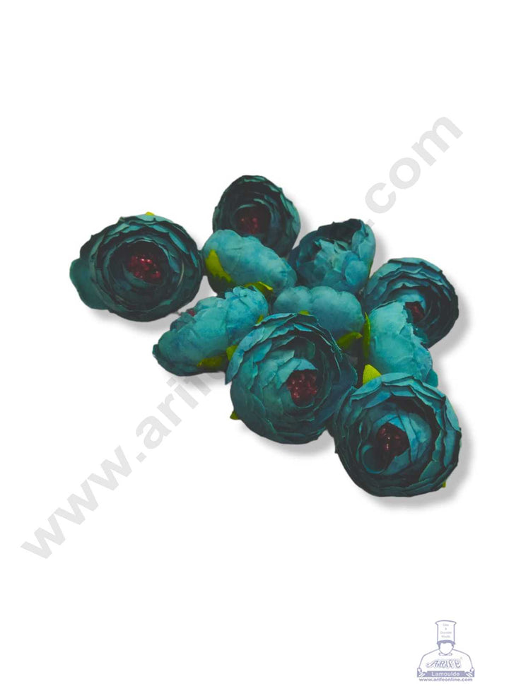 CAKE DECOR™ Medium Peony Artificial Flower For Cake Decoration – Teal ( 10 pc pack )