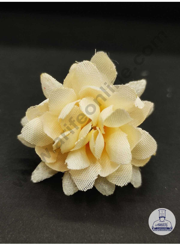 CAKE DECOR™ Mini Dahlia Artificial Flower For Cake Decoration – Light Yellow ( 10 pc pack )