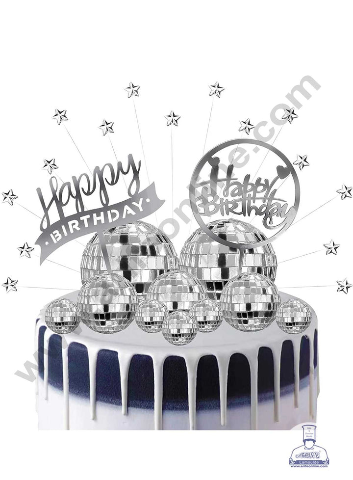 CAKE DECOR™ Mirror Disco Balls Topper For Cake and Cupcake Decoration