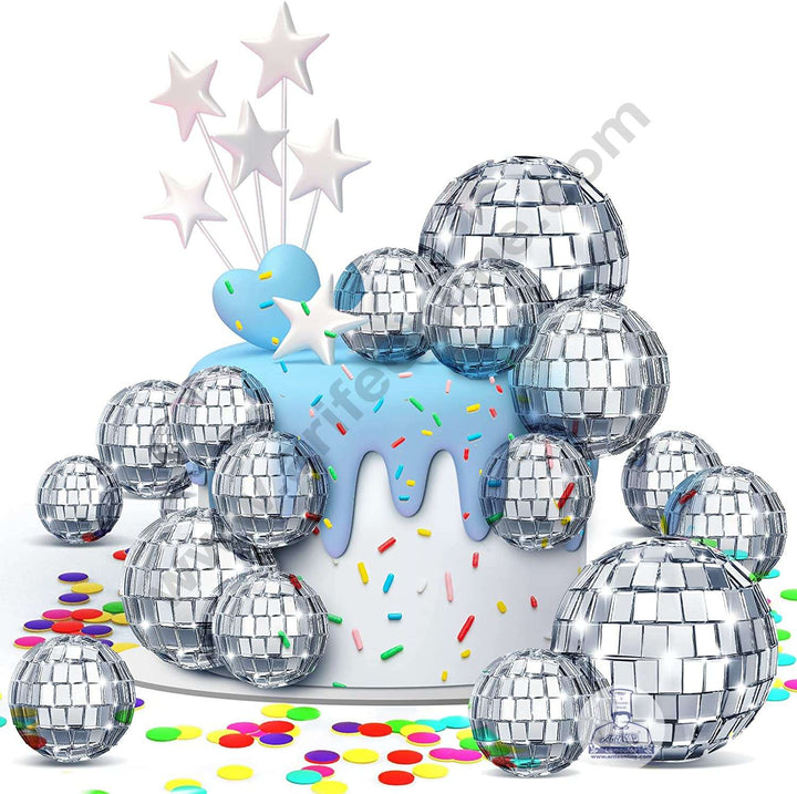 CAKE DECOR™ Mirror Disco Balls Topper For Cake and Cupcake Decoration