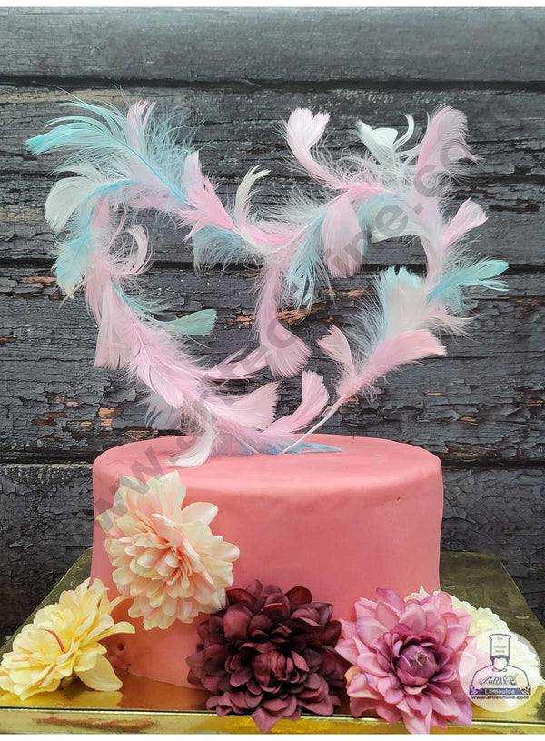 CAKE DECOR™ Multi-Color Rod Feather Topper For Cake Decorations - Pink Blue ( 1 pc Pack )