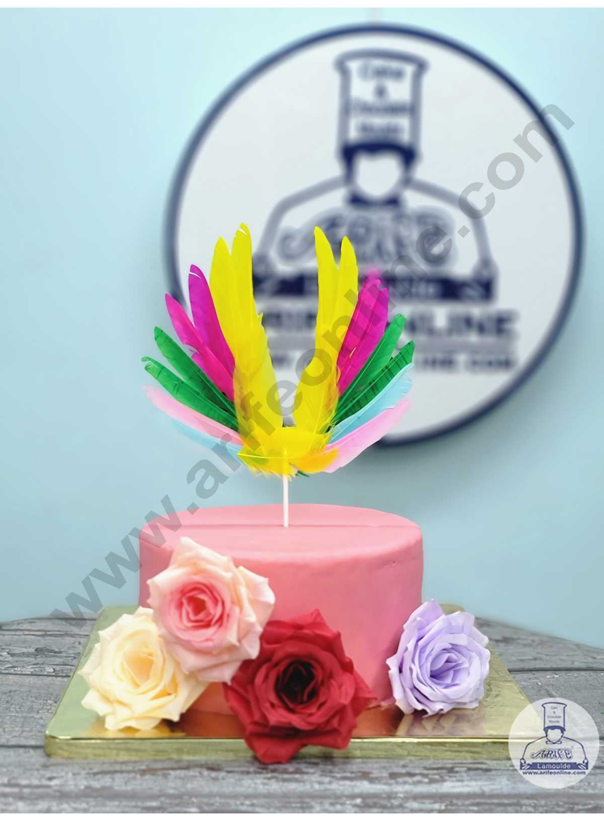 CAKE DECOR™ MultiColor Wing Feather Topper For Cake Decorations Mul