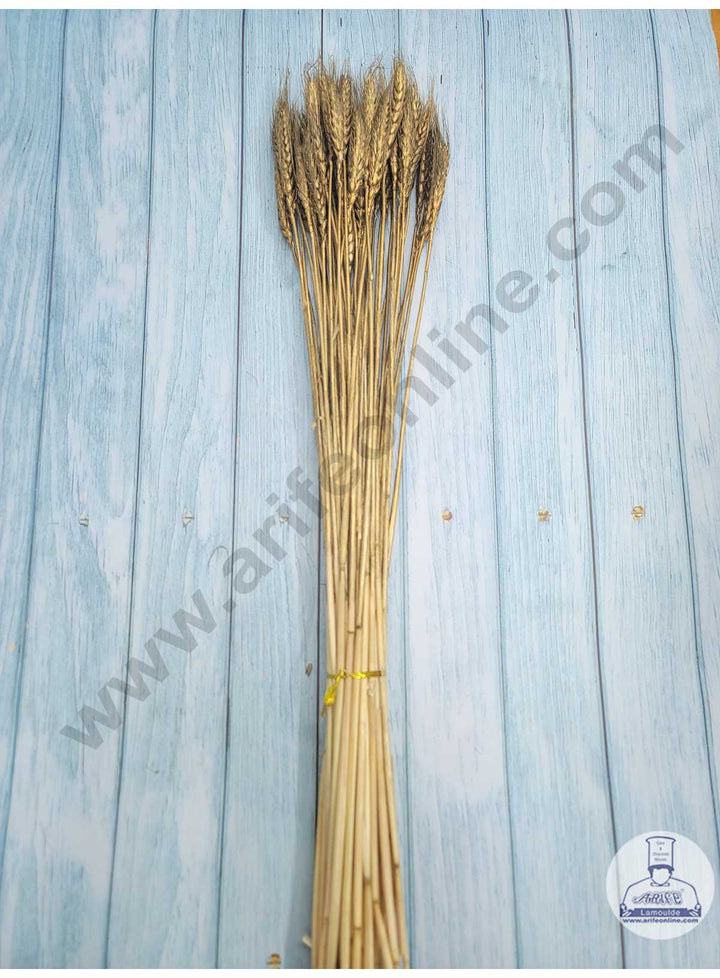 CAKE DECOR™ Natural Golden Color Dried Wheat Grass Wheat Stalks For Cake Decoration Bouquet Wedding Party Centerpieces Decorative - Golden (10 pcs pack)