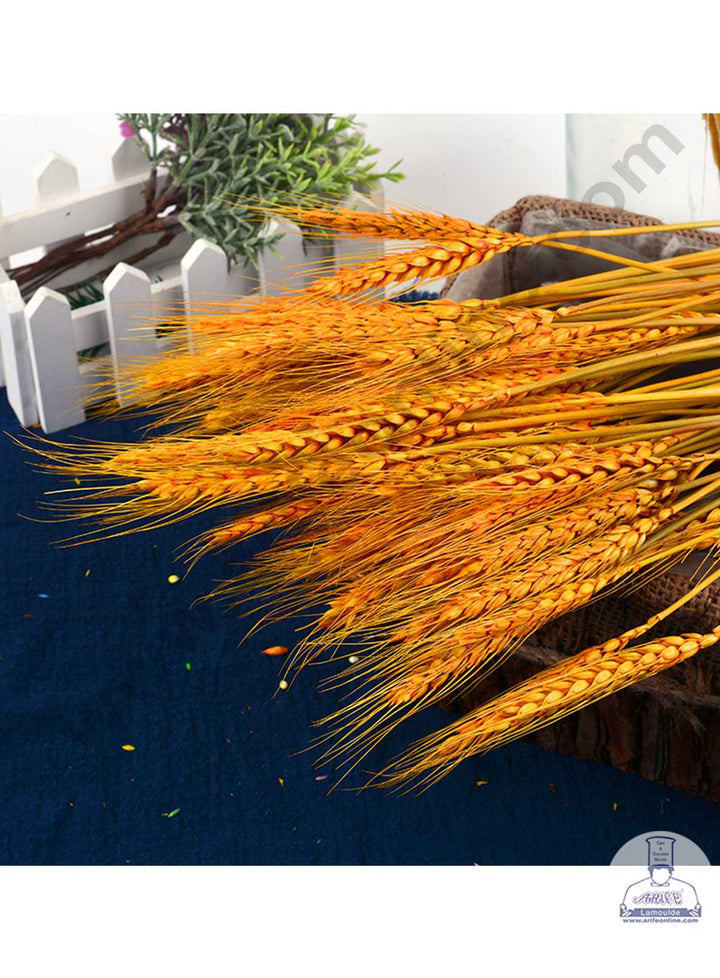 CAKE DECOR™ Natural Orange Color Dried Wheat Grass Wheat Stalks For Cake Decoration Bouquet Wedding Party Centerpieces Decorative - Orange (10 pcs pack)