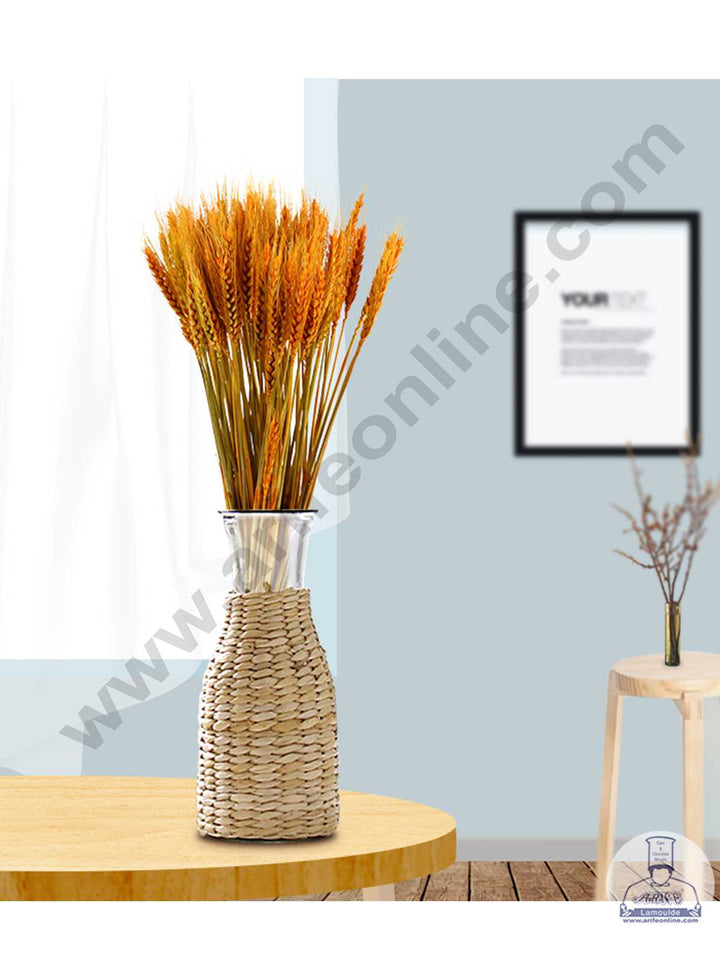 CAKE DECOR™ Natural Orange Color Dried Wheat Grass Wheat Stalks For Cake Decoration Bouquet Wedding Party Centerpieces Decorative - Orange (10 pcs pack)
