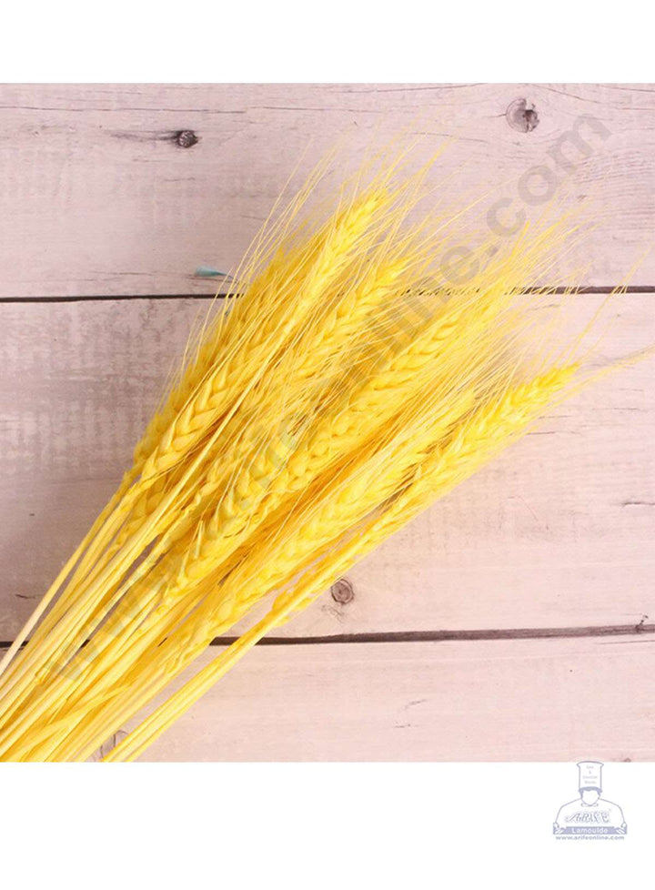 CAKE DECOR™ Natural Yellow Color Dried Wheat Grass Wheat Stalks For Cake Decoration Bouquet Wedding Party Centerpieces Decorative - Yellow (10 pcs pack)