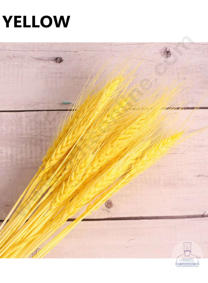 CAKE DECOR™ Natural Yellow Color Dried Wheat Grass Wheat Stalks For Cake Decoration Bouquet Wedding Party Centerpieces Decorative - Yellow (10 pcs pack)