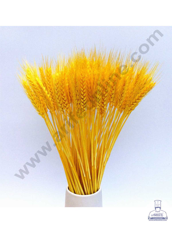 CAKE DECOR™ Natural Yellow Color Dried Wheat Grass Wheat Stalks For Cake Decoration Bouquet Wedding Party Centerpieces Decorative - Yellow (10 pcs pack)