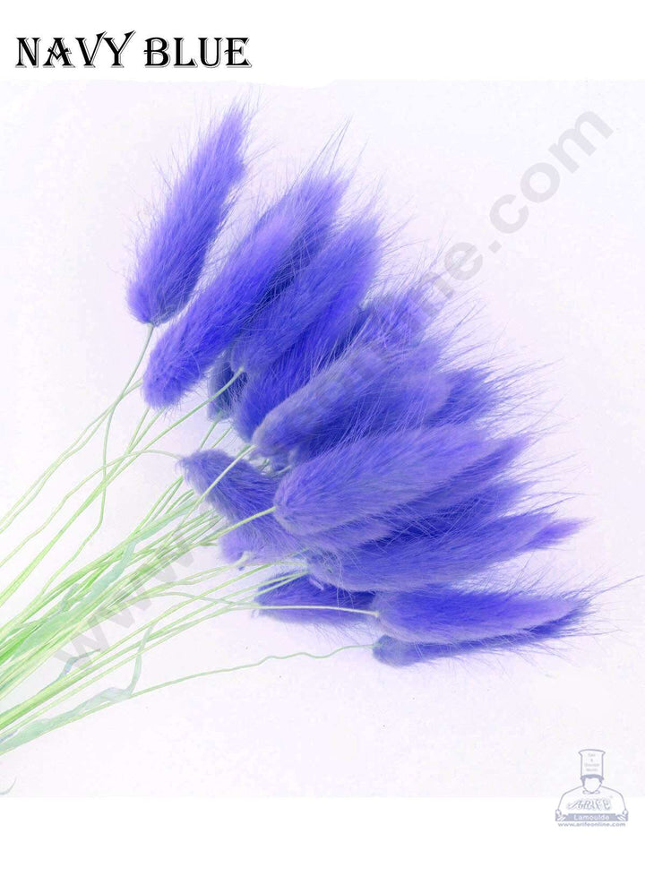 CAKE DECOR™ Navy Blue Color Natural Bunny Tail For Cake Decoration Bouquet Wedding Party Centerpieces Decorative – Navy Blue (5 pcs pack)