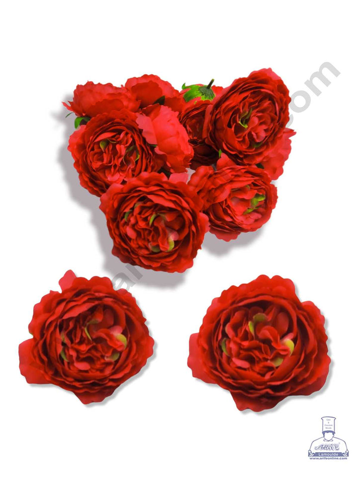CAKE DECOR™ New Large Peony Artificial Flower For Cake Decoration – Red ( 10 pc pack )