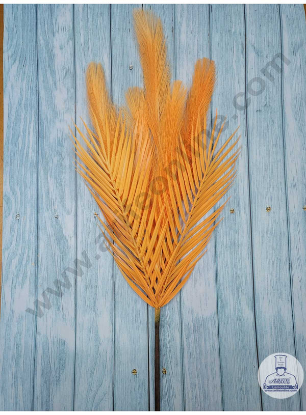 CAKE DECOR™ Orange Color Artificial Pampas Grass With Reeds For Cake Decoration Bouquet Wedding Party Centerpieces Decorative – Orange (1 Stick)