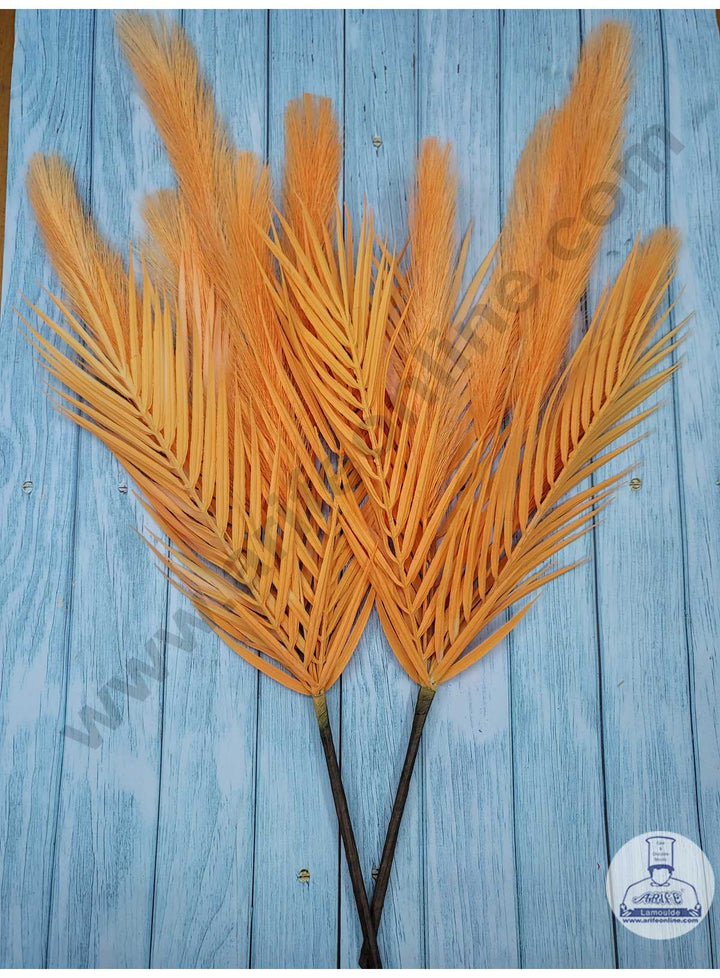 CAKE DECOR™ Orange Color Artificial Pampas Grass With Reeds For Cake Decoration Bouquet Wedding Party Centerpieces Decorative – Orange (1 Stick)