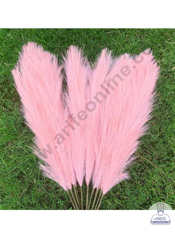 CAKE DECOR™ Pink Color Artificial Dried Pampas Grass For Cake Decoration Bouquet Wedding Party Centerpieces Decorative – Pink (1 Stick)