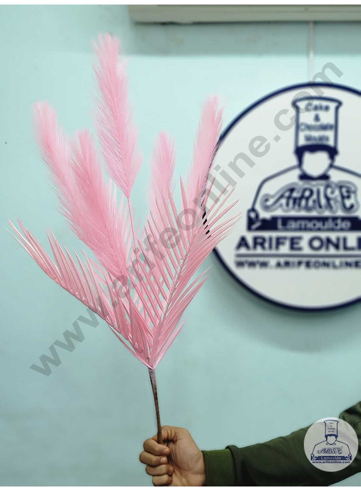 CAKE DECOR™ Pink Color Artificial Pampas Grass With Reeds For Cake Decoration Bouquet Wedding Party Centerpieces Decorative – Pink (1 Stick)