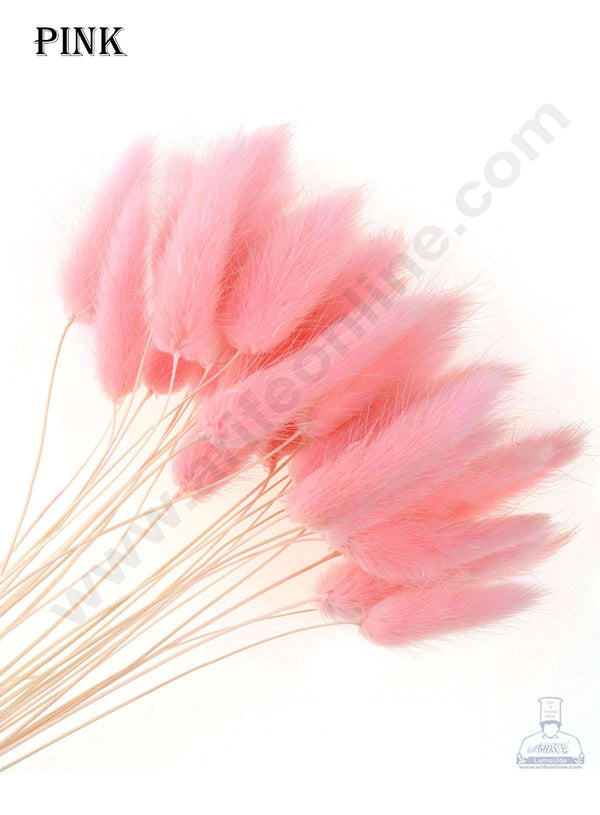 CAKE DECOR™ Pink Color Natural Bunny Tail For Cake Decoration Bouquet Wedding Party Centerpieces Decorative – Pink (5 pcs pack)