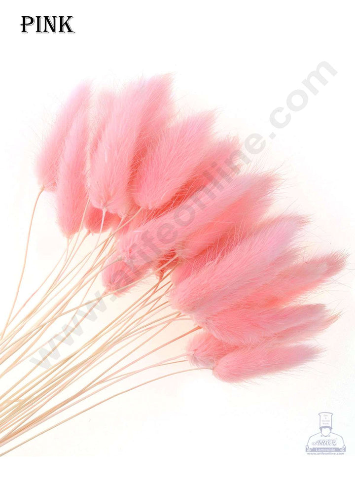CAKE DECOR™ Pink Color Natural Bunny Tail For Cake Decoration Bouquet Wedding Party Centerpieces Decorative – Pink (5 pcs pack)
