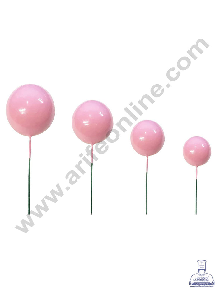 CAKE DECOR™ Pink Faux Ball Topper For Cake and Cupcake Decoration - ( 12 pcs Pack )