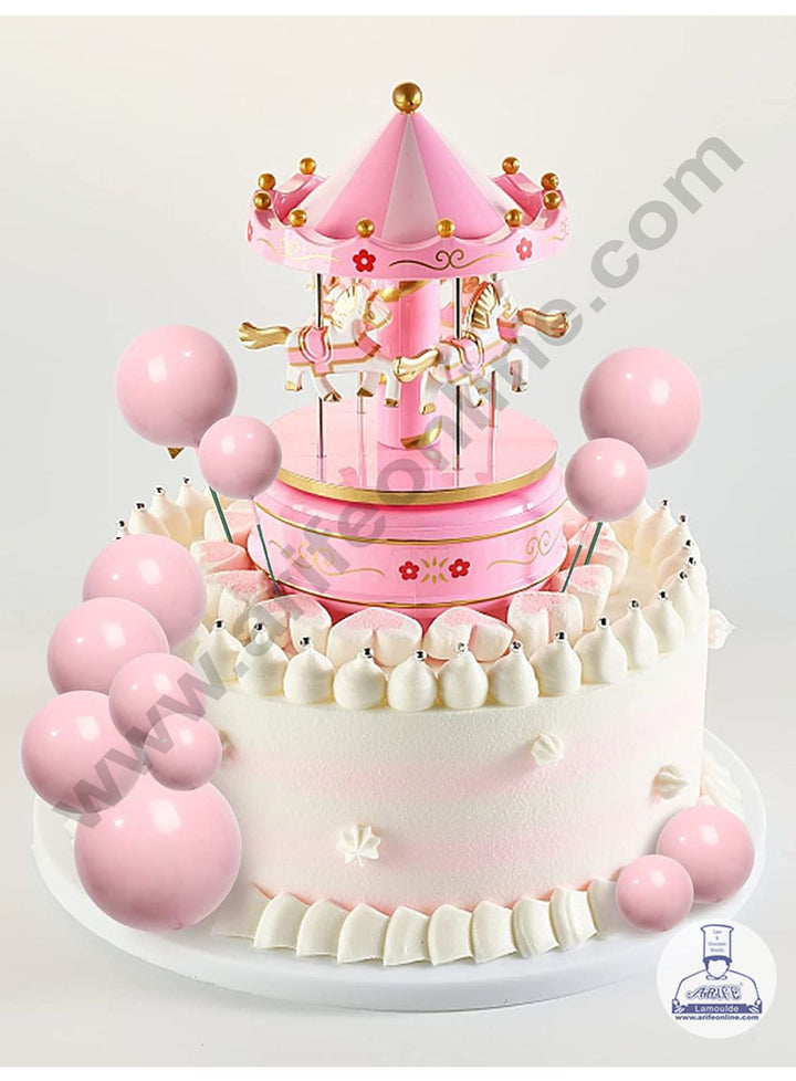CAKE DECOR™ Pink Faux Ball Topper For Cake and Cupcake Decoration - ( 12 pcs Pack )