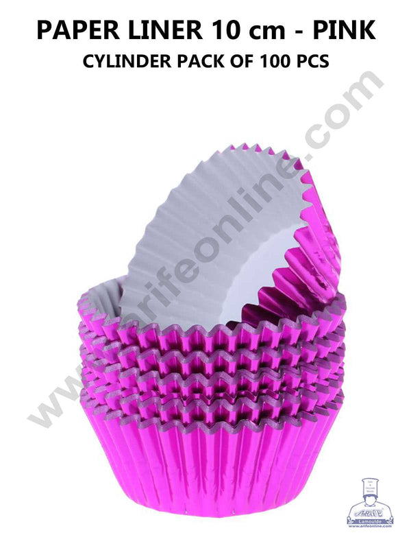 CAKE DECOR™ Pink Paper Liner For Cupcake and Muffins - Cylinder Pack 100 Pcs - 10 cm