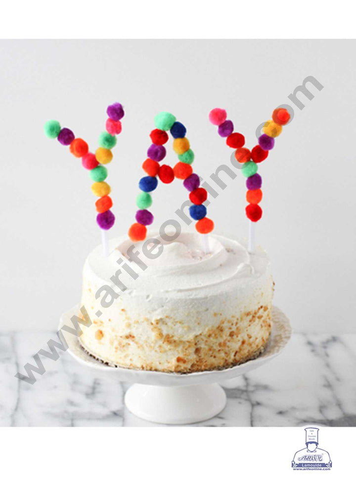 CAKE DECOR™ Pom Pom Balls For Cake Decoration – Assorted Colors ( 10 pc pack )
