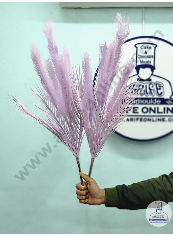 CAKE DECOR™ Purple Color Artificial Pampas Grass With Reeds For Cake Decoration Bouquet Wedding Party Centerpieces Decorative – Purple (1 Stick)