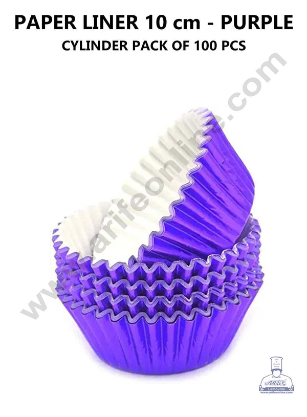 CAKE DECOR™ Purple Paper Liner For Cupcake and Muffins - Cylinder Pack 100 Pcs - 10 cm