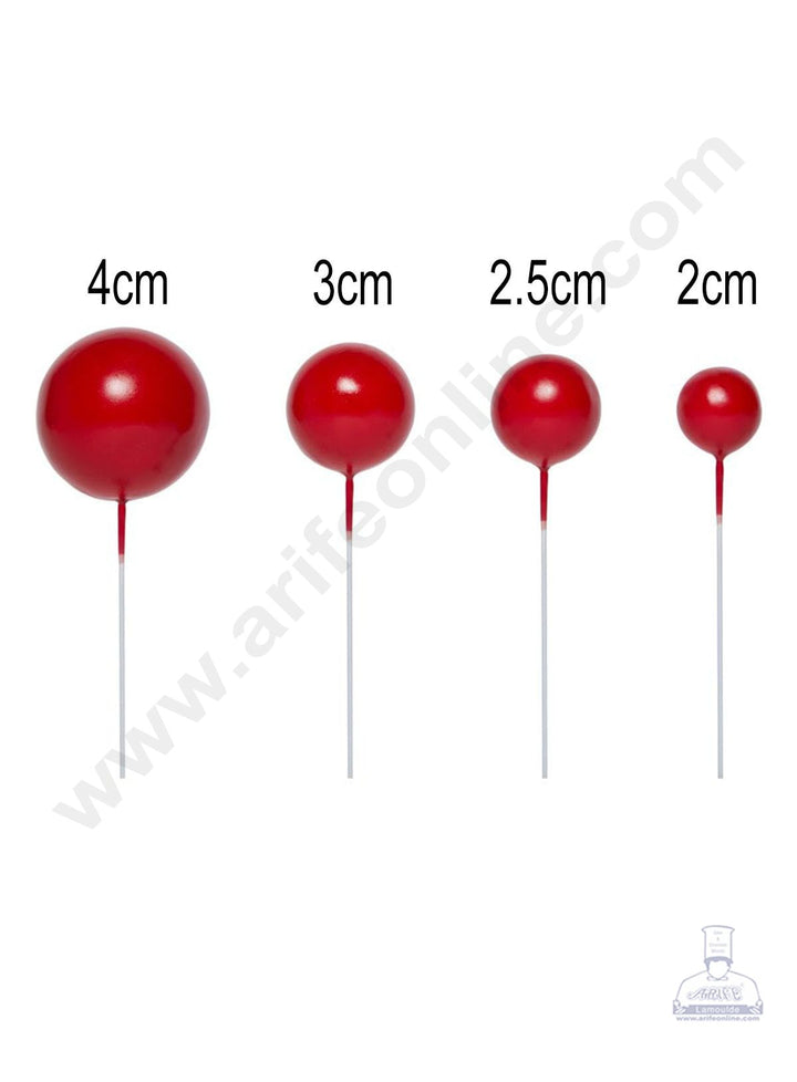CAKE DECOR™ Red Faux Balls Topper For Cake and Cupcake Decoration - 20 pcs Pack (SB-RedBall-20)