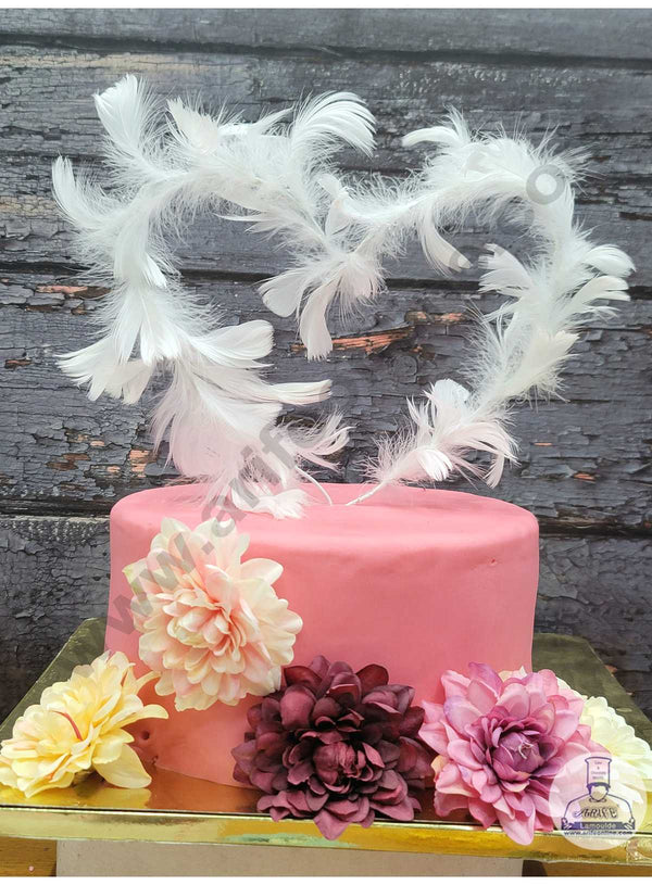 CAKE DECOR™ Rod Feather Topper For Cake Decorations - White ( 1 pc Pack )