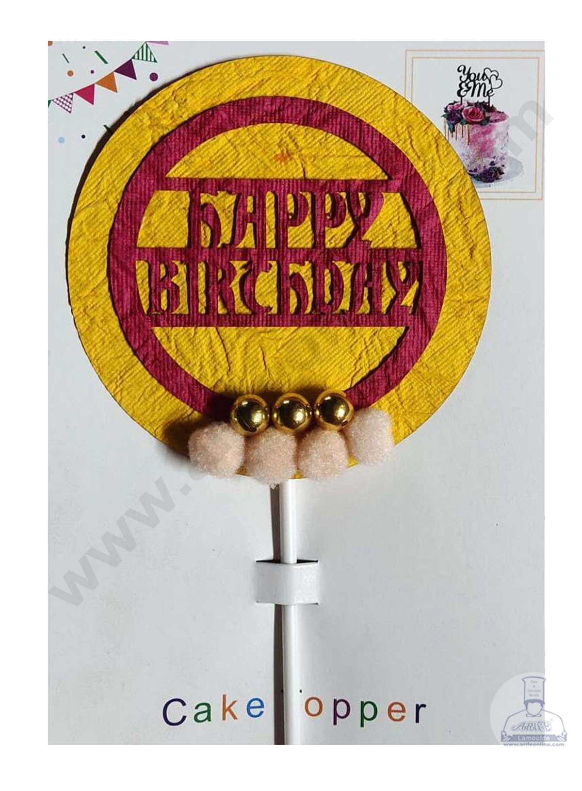 Happy Birthday Gold Color Cake Topper
