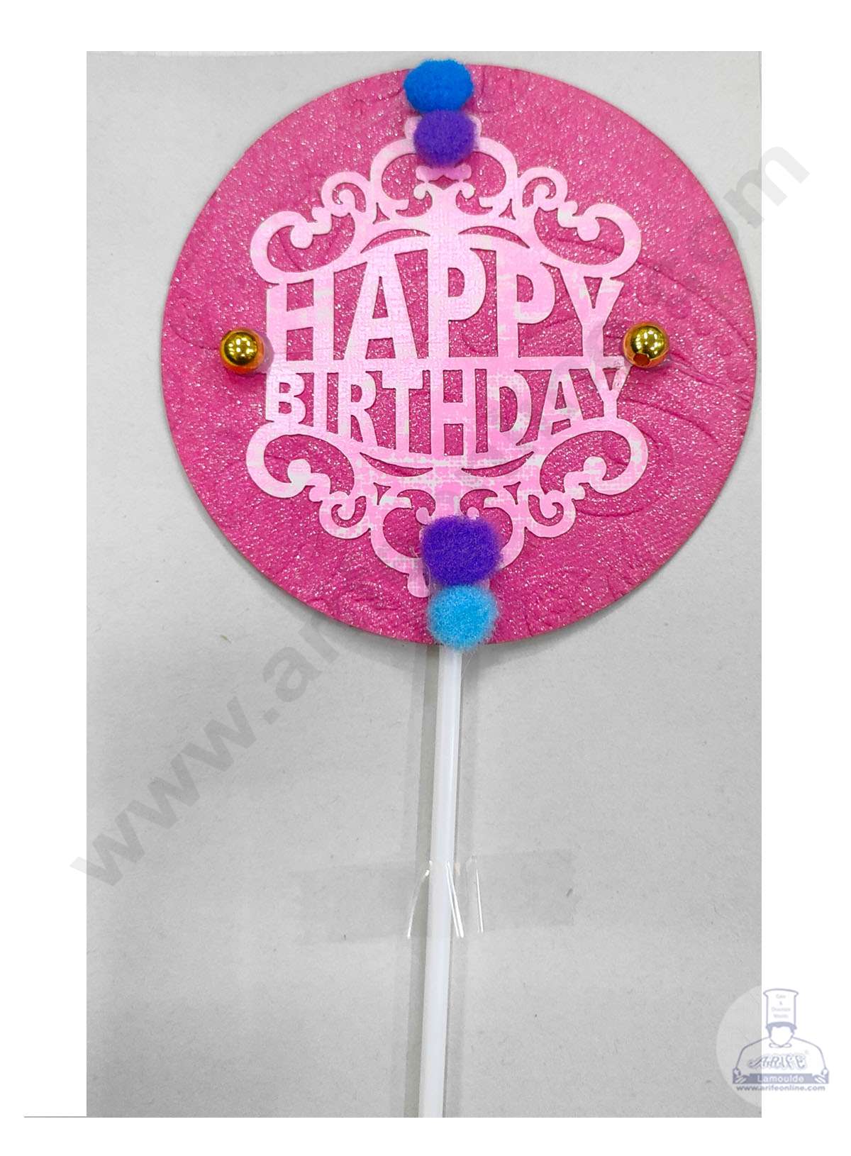 Gold 1 pc Topper Plastic Happy Birthday Cake Toppers, Packaging Type: Packet