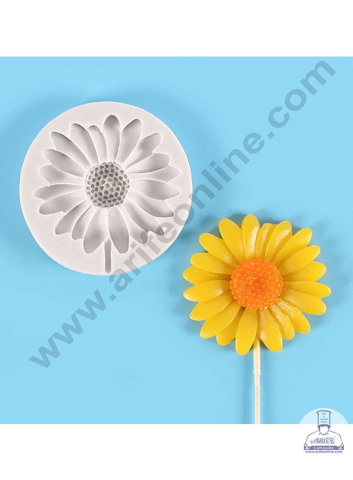 CAKE DECOR™ Silicon 1 Cavity Sunflower Shape Silicone Fondant Mold Lollipop Mold Silicon Marzipan Mould SBSP‐DYF6134