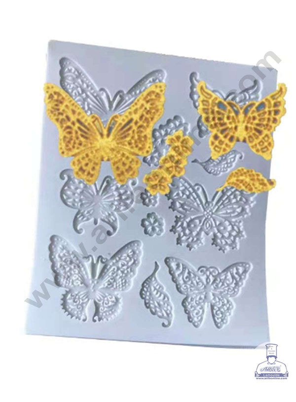CAKE DECOR™ Silicon 10 Cavity Butterfly and Small Leafs Silicone Fondant Mold Silicon Marzipan Mould SBSP-DYF6282