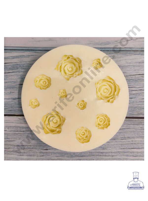 CAKE DECOR™ Silicon 10 Cavity Rose Mold Silicone Fondant Mold Silicon Marzipan Mould SBSP‐DYF6520